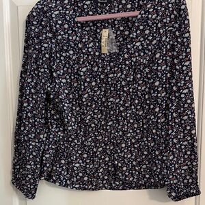 Madewell Navy Floral Blouse